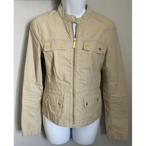 Michael kors Womens Jean Denim  Jacket khaki Size 4 military style Blazer Jacket
